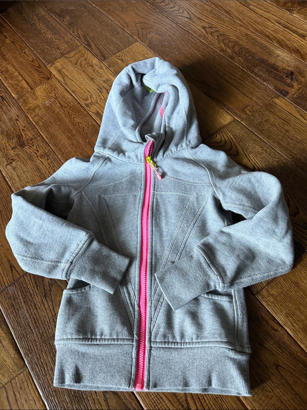 IVIVVA Girls' Gray Hooded Zip Sweatshirt with Pink Zip Size 6